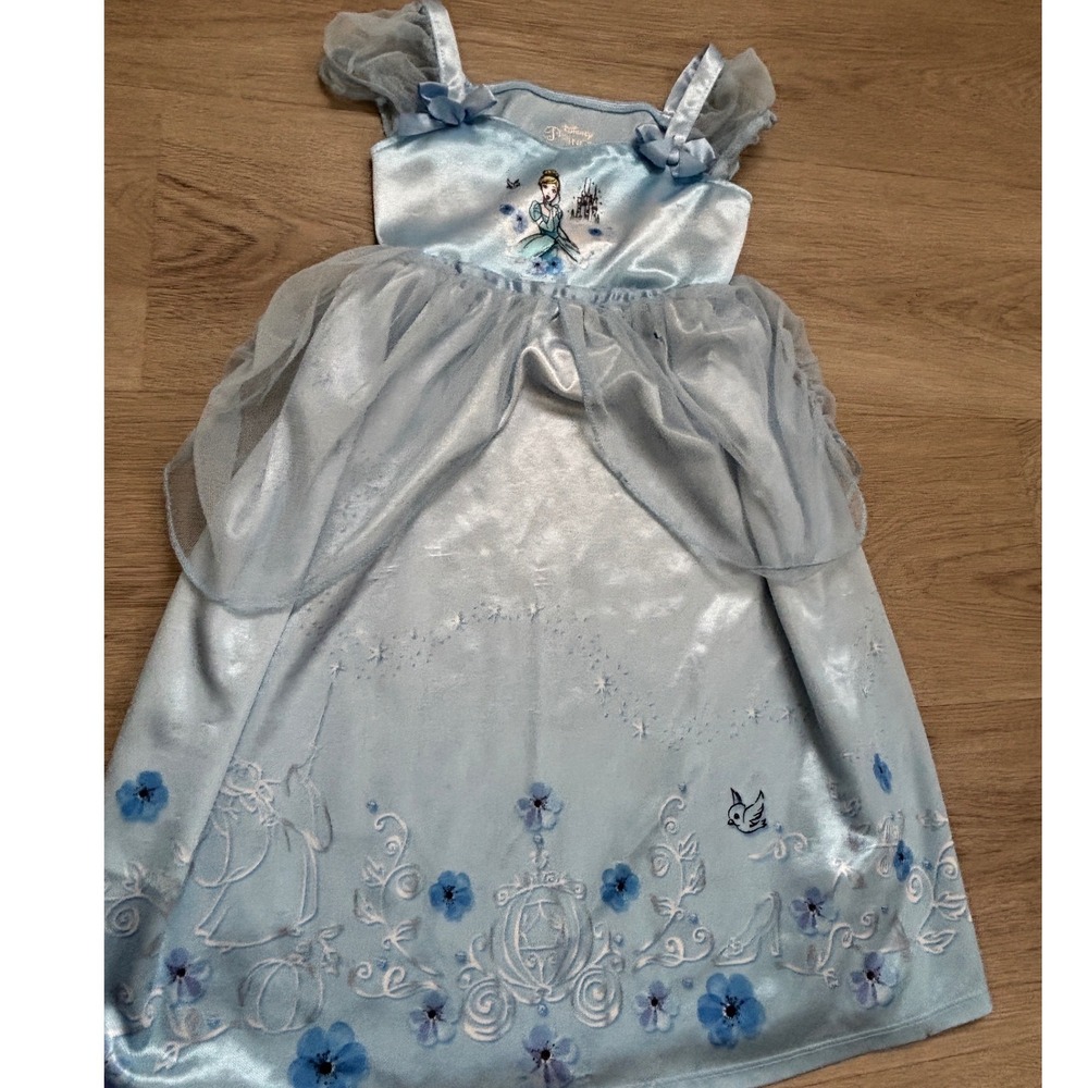 Disney Princess Cinderella Nightgown Light Blue Velour Mesh Dress 3T RN87652